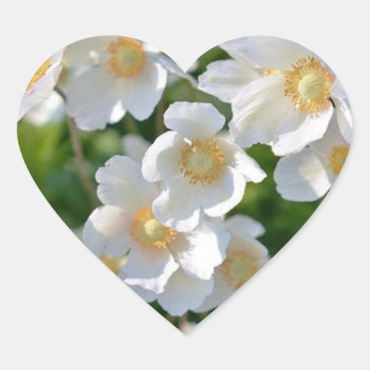 Witte Kleine Bloemen op Hart Sticker (Voorkant)