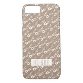 Witte kleine bloemen op kraftpapier rustiek bloemi Case-Mate iPhone case (Achterkant)
