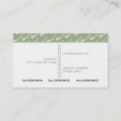 Witte kleine bloemen salie groen bloemenpatroon visitekaartje (Achterkant)