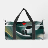 Witte Kleine Duffel Bag Trend Abstract Groen Goud Plunjezak (Voorkant)