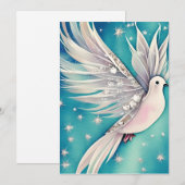 Witte kleine duif met vleugels feestdagenkaart (Voorkant / Achterkant)