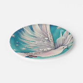 Witte kleine duif met vleugels papieren bordje (Gekanteld)