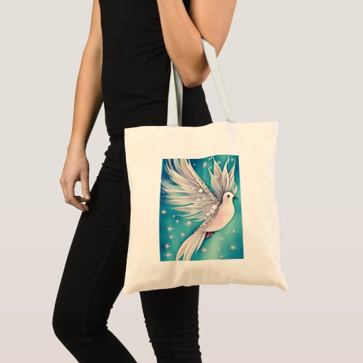 Witte kleine duif met vleugels tote bag (Voorkant (product))