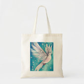 Witte kleine duif met vleugels tote bag (Voorkant)