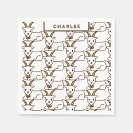 Witte kleine geit gepersonaliseerd servet