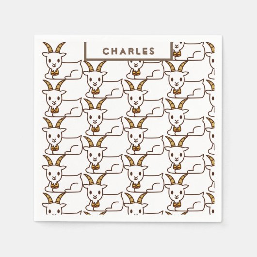 Witte kleine geit gepersonaliseerd servet (Voorkant)