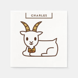 Witte kleine geit gepersonaliseerd servet