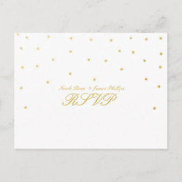 Witte & Kleine Gouden Confetti RSVP Huwelijk Postk Uitnodiging Briefkaart
