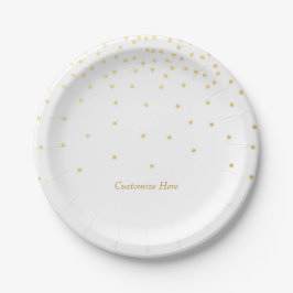 Witte & kleine gouden folie confetti stippen feest papieren bordje