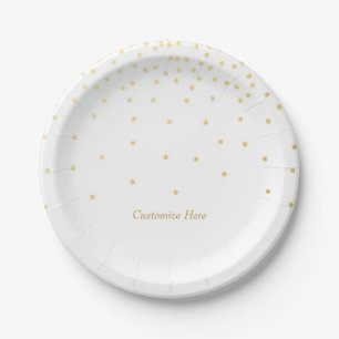 Witte & kleine gouden folie confetti stippen feest papieren bordje