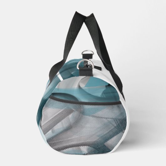 Witte Kleine Gym Bag Trend Abstracte Blauwe Oceaan Plunjezak (Rechts)