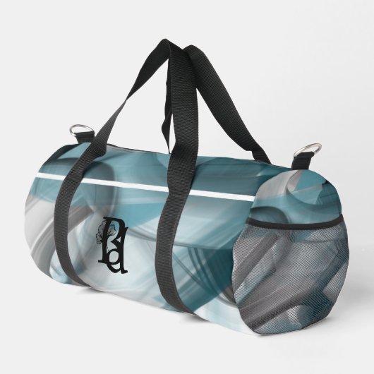 Witte Kleine Gym Bag Trend Abstracte Blauwe Oceaan Plunjezak (Rechterhoek)