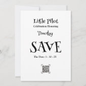 Witte kleine piloot pet, gouden sterren, uitnodigi kaart (Achterkant)