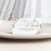 Witte kleine pompoen herfst, luierkaartje informatiekaartje