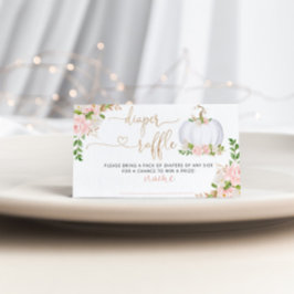 Witte kleine pompoen herfst, luierkaartje informatiekaartje