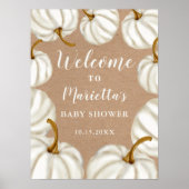 Witte Kleine pompoen kraft welkom baby shower Poster (Voorkant)