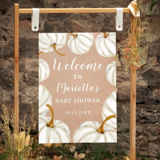 Witte Kleine pompoen kraft welkom baby shower Poster