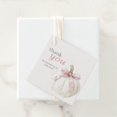 Witte Kleine Pompoen Roze Bow Baby shower Bedankt Bedankjes Labels (In situ)
