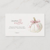Witte Kleine Pompoen Roze Bow Meisje Luier Raffle Informatiekaartje (Voorkant)
