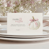 Witte Kleine Pompoen Roze Bow Meisje Luier Raffle Informatiekaartje