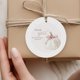 Witte Kleine Pompoen Roze Polka Dots Bedankt Bedankjes Labels