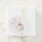 Witte Kleine Pompoen Roze Polka Dots Bedankt Bedankjes Labels (In situ)