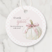 Witte Kleine Pompoen Roze Polka Dots Bedankt Bedankjes Labels (Voorkant)