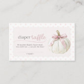 Witte Kleine Pompoen Roze Polka Dots Luier Raffle Informatiekaartje (Voorkant)