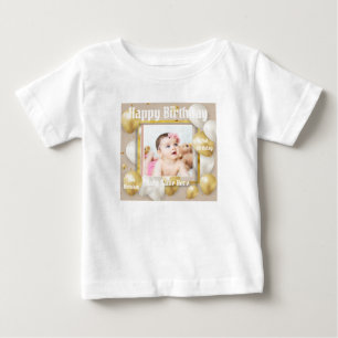 Witte kleur baby fijne jersey verjaardag tekst afb