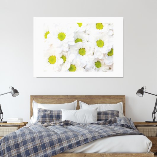 Witte Kleur Bloemen afbeelding gedrukt Premium Wra Canvas Afdruk (Insitu (Slaapkamer))