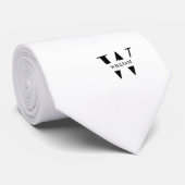 Witte Kleur Elegant Monogram + Naam Stropdas (Opgerold)