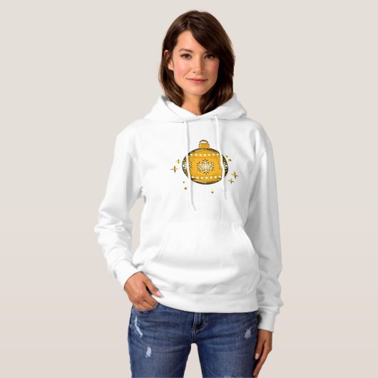Witte kleur Kerst sweatshirt hoodie (Voorkant volledig)