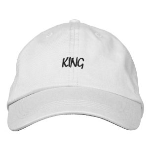 Witte Kleur King Tekst Visor Pet Geborduurd Pet