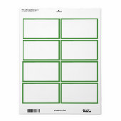 Witte kleur met dunne groene grenzen etiket (Full Sheet)