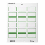 Witte kleur met dunne groene grenzen etiket (Full Sheet)