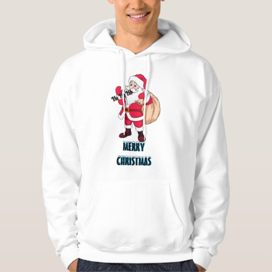 Witte kleur Santaclose Kerst sweatshirt hoodie (Voorkant)