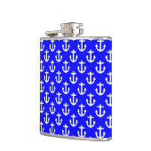 Witte kleuren op blauw achtergrondpatroon heupfles (Links)