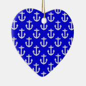 Witte kleuren op blauwe achtergrond keramisch ornament (Rechts)