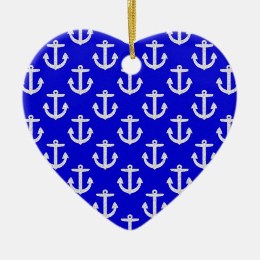 Witte kleuren op blauwe achtergrond keramisch ornament (Voorkant)