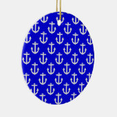 Witte kleuren op blauwe achtergrond keramisch ornament (Rechts)