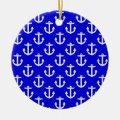 Witte kleuren op blauwe achtergrond keramisch ornament (Voorkant)
