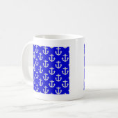 Witte kleuren op blauwe achtergrond koffiemok (Voorkant links)