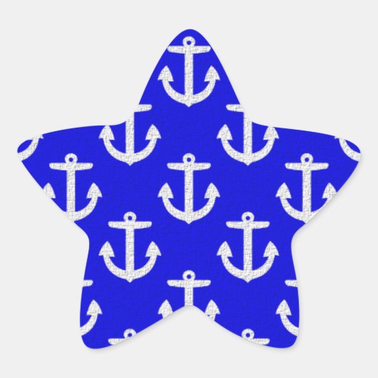 Witte kleuren op blauwe achtergrond ster sticker (Voorkant)