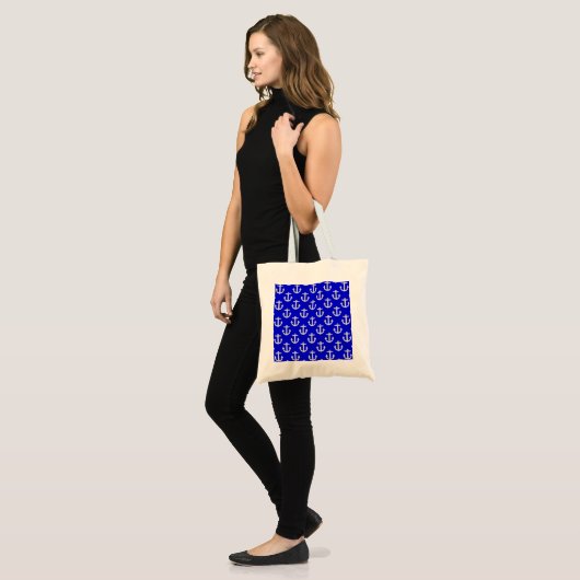 Witte kleuren op blauwe achtergrond tote bag (Voorkant (model))