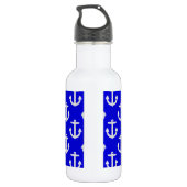 Witte kleuren op blauwe achtergrond waterfles  (Achterkant)