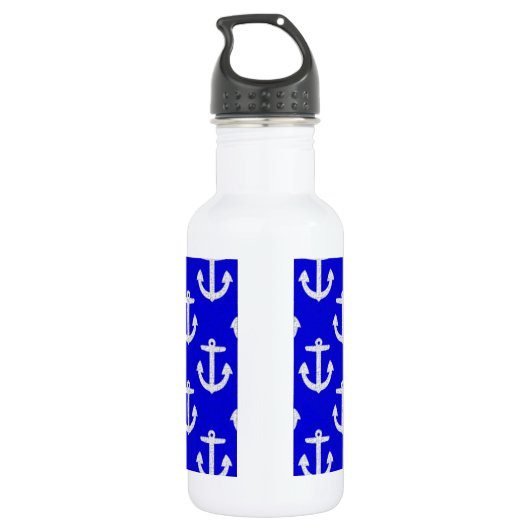 Witte kleuren op blauwe achtergrond waterfles  (Achterkant)