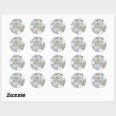 Witte kleurenfotocollage ronde sticker (Vel)