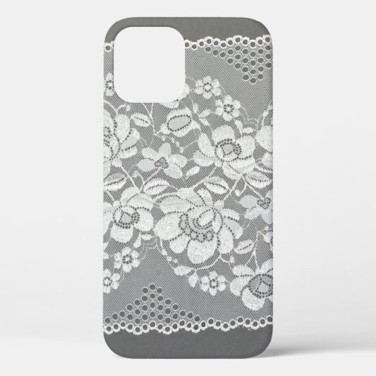 Witte kleurenrechte strook van kant op grijs Case-Mate iPhone case (Achterkant)