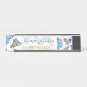 Witte kleurige Waterverf Butterflies Bureau Naambordje (Voorkant)