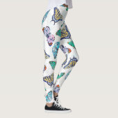 Witte kleurige Waterverf Butterflies Leggings (Rechts)